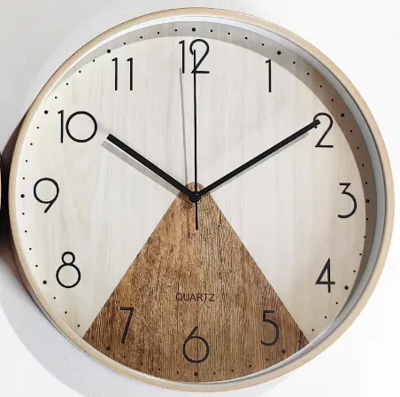 White with wood print Clock 12x12 