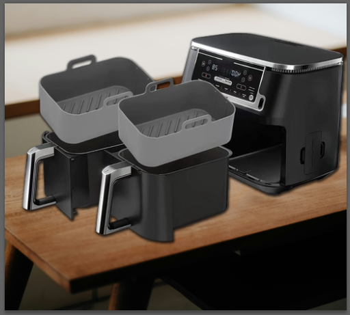 [3931SALS01] Square Silicone Air Fryer Liner (2-Piece Pack)